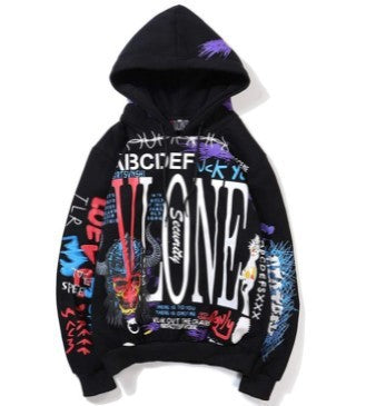 Graffiti Oversized Hoodie for Men - Hip Hop Streetwear