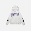 Harajuku Y2K Star Letters Hooded Zip-Up Sweatshirt