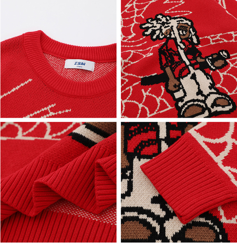 American Street Fashion Jacquard Round Neck Sweater