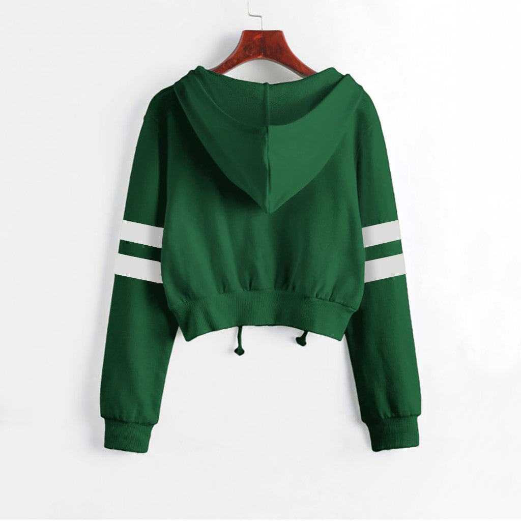 Women’s Y2K Cropped Hoodie - Long Sleeve Stripe Sweatshirt