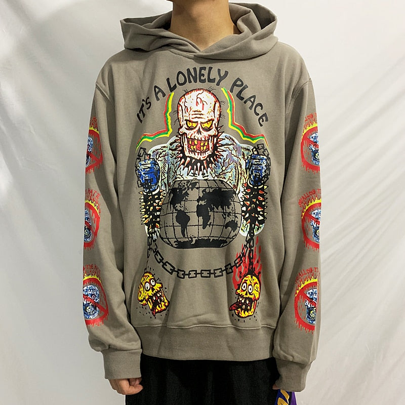 Kanye Skull Palace Hoodie - Hip Hop Graffiti Sweatshirt