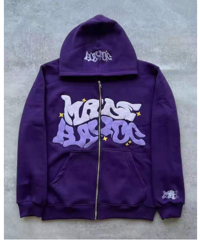 Y2K Plus Size Pink Printed Zipper Hoodie (One Item)