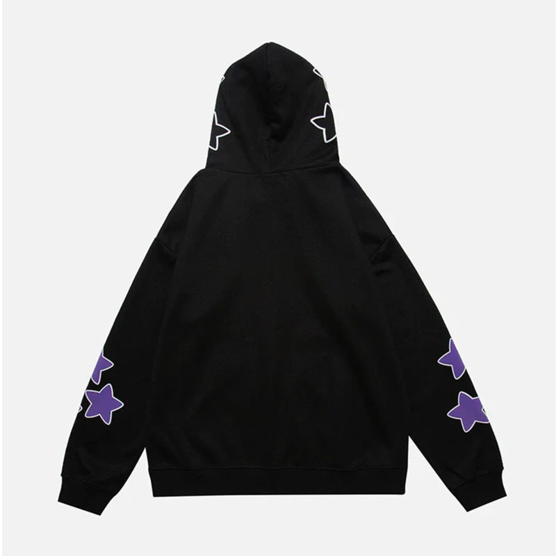 Harajuku Y2K Star Letters Hooded Zip-Up Sweatshirt