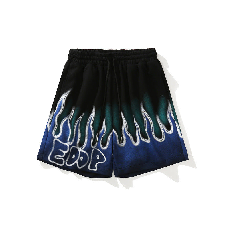 European American Street Flame Graffiti Sports Shorts