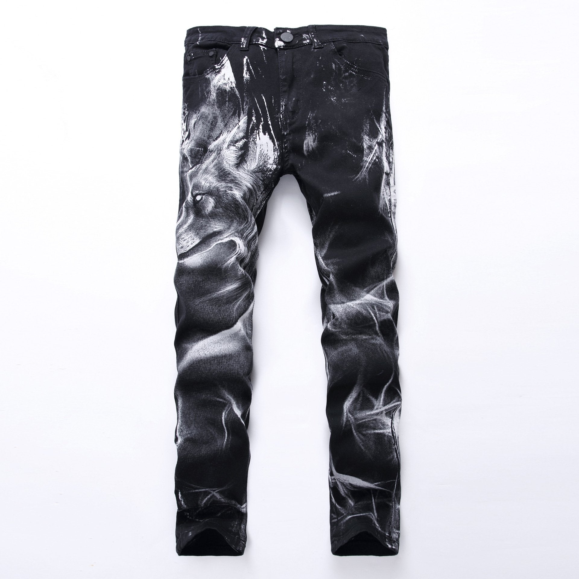 Wolf Print Jeans
