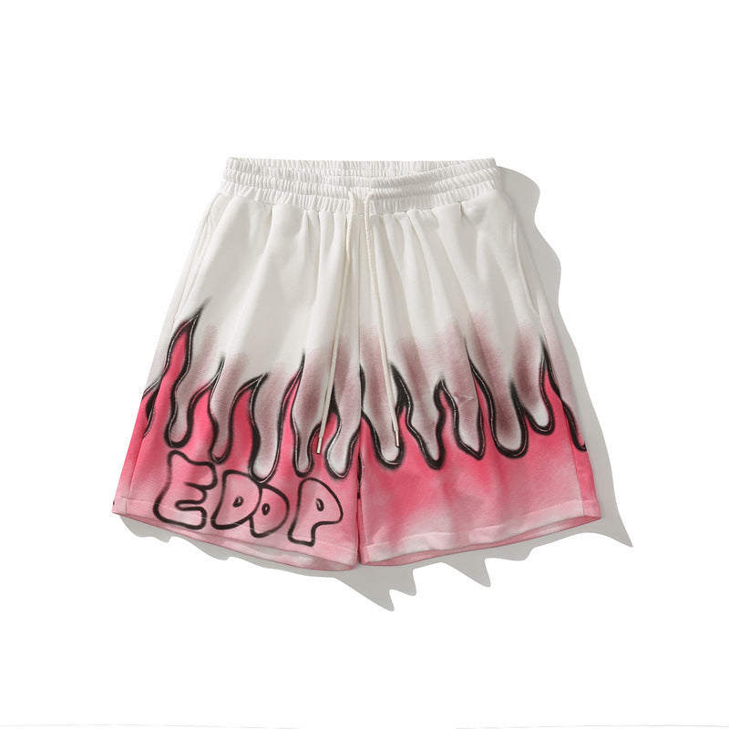 European American Street Flame Graffiti Sports Shorts