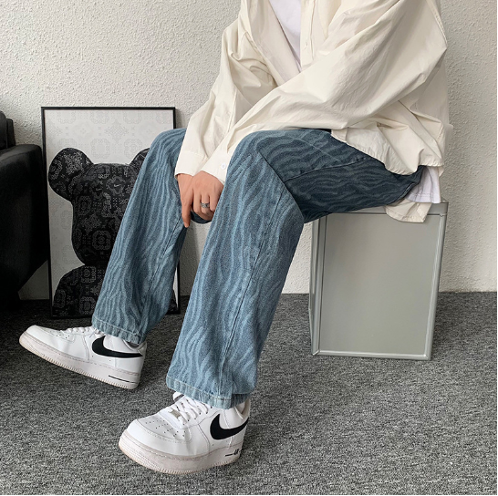 Zebra Stripe Print Denim Pants