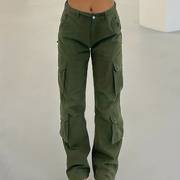 Y2K Style Wide Leg Baggy Cargo Pants with Flap Pockets
