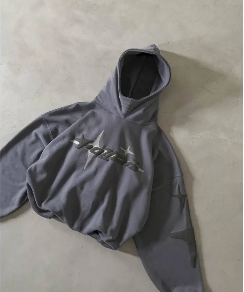 Loose-Fit Y2K Star Letter Printed Turtleneck Hoodie