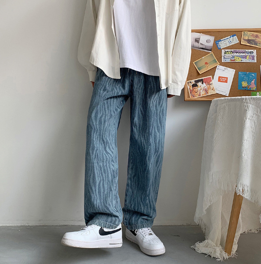 Zebra Stripe Print Denim Pants